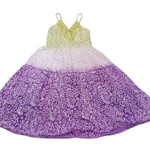 Ocean Breeze Spaghetti Strap Dress Small Green Purple Cotton